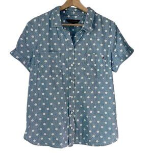 GUC Tommy Hilfiger light chambray polka dot short sleeve button up